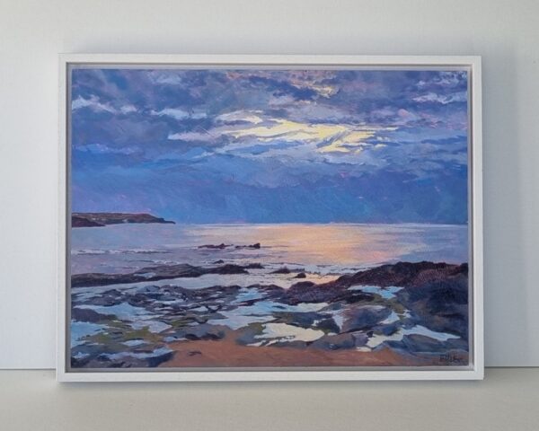 Framed painting of coastal scene