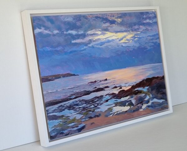 Framed painting of coastal scene