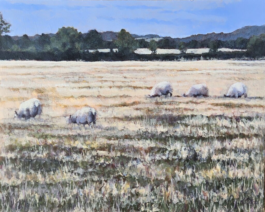 Painting of sheep in field